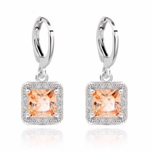 Champagne Square Silver Dangler Earrings
